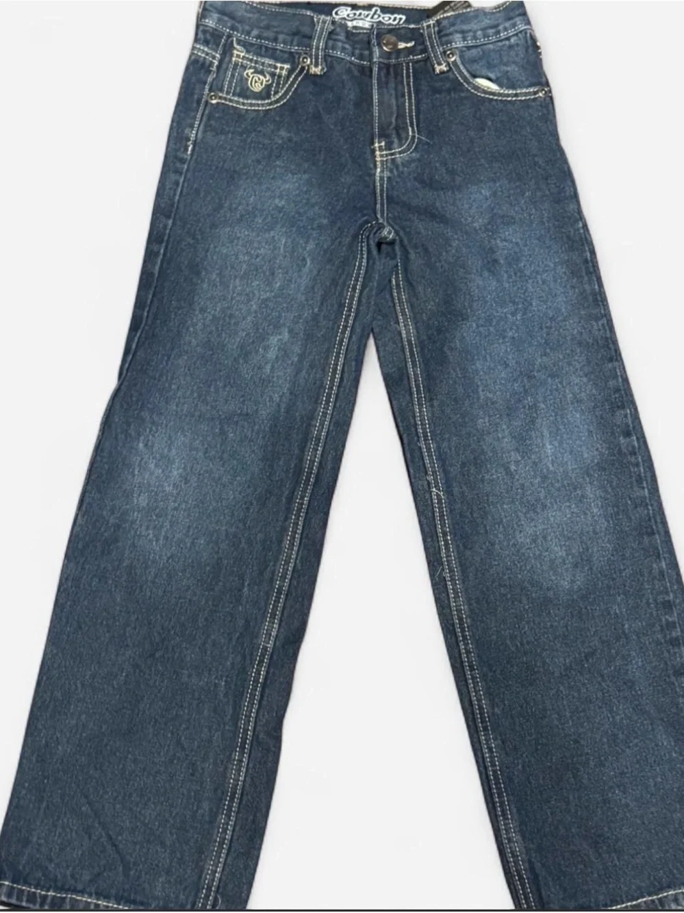 Cowboy Hardware Boys Embroidered Blue Jeans Size 8 Western Bootcut Denim Rodeo